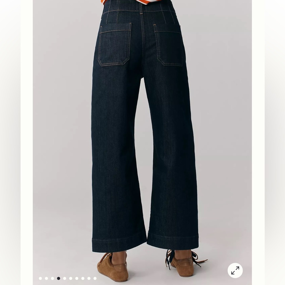 Anthropologie Maeve The Colette Wide Leg Jeans Size 24 Dark‎ Denim Rinse - Picture 13 of 13